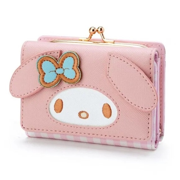 Kawaii Bunny My Melody Cute Pink Wallet with Kiss Lock Compartment 🆕 - Picture 2 of 7